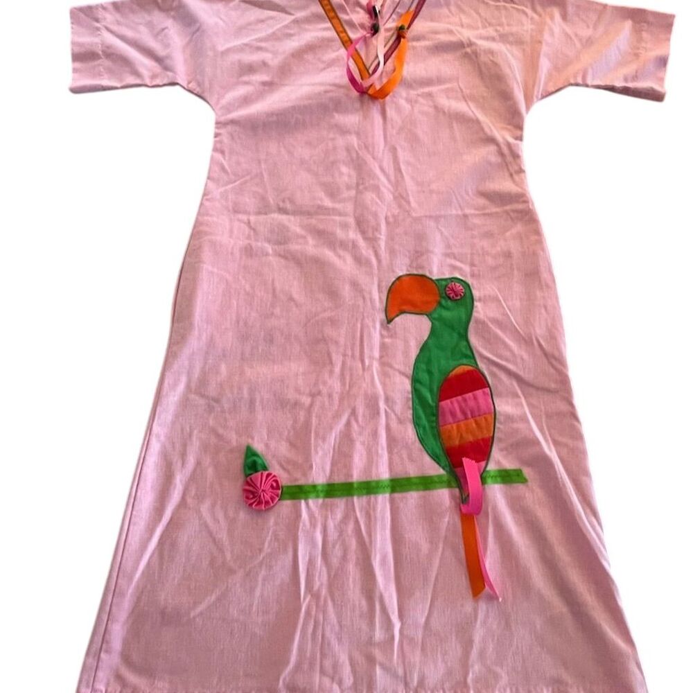 Patchworks Women's Pink Patchworks Parrot Appliqué Midi Dress‎ S